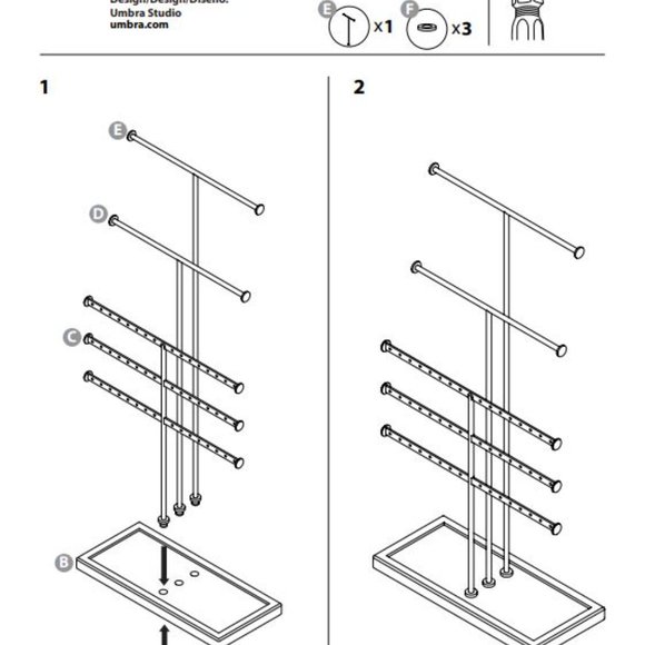 Umbra Trigem Jewelry Stand GOLD tier with WHITE base - Picture 7 of 8
